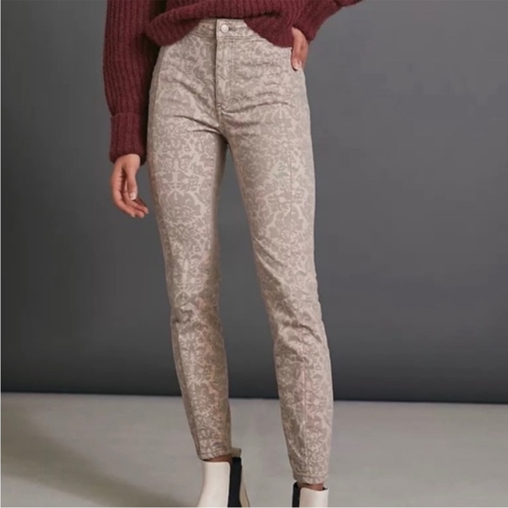 Anthropologie Pilcro High Rise Flocked Printed Denim Legging NWT